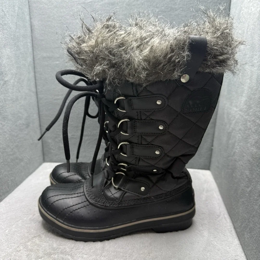 Sorel Tofino II LL1846-011 Black Waterproof Fur Winter Boots Women's Size 6